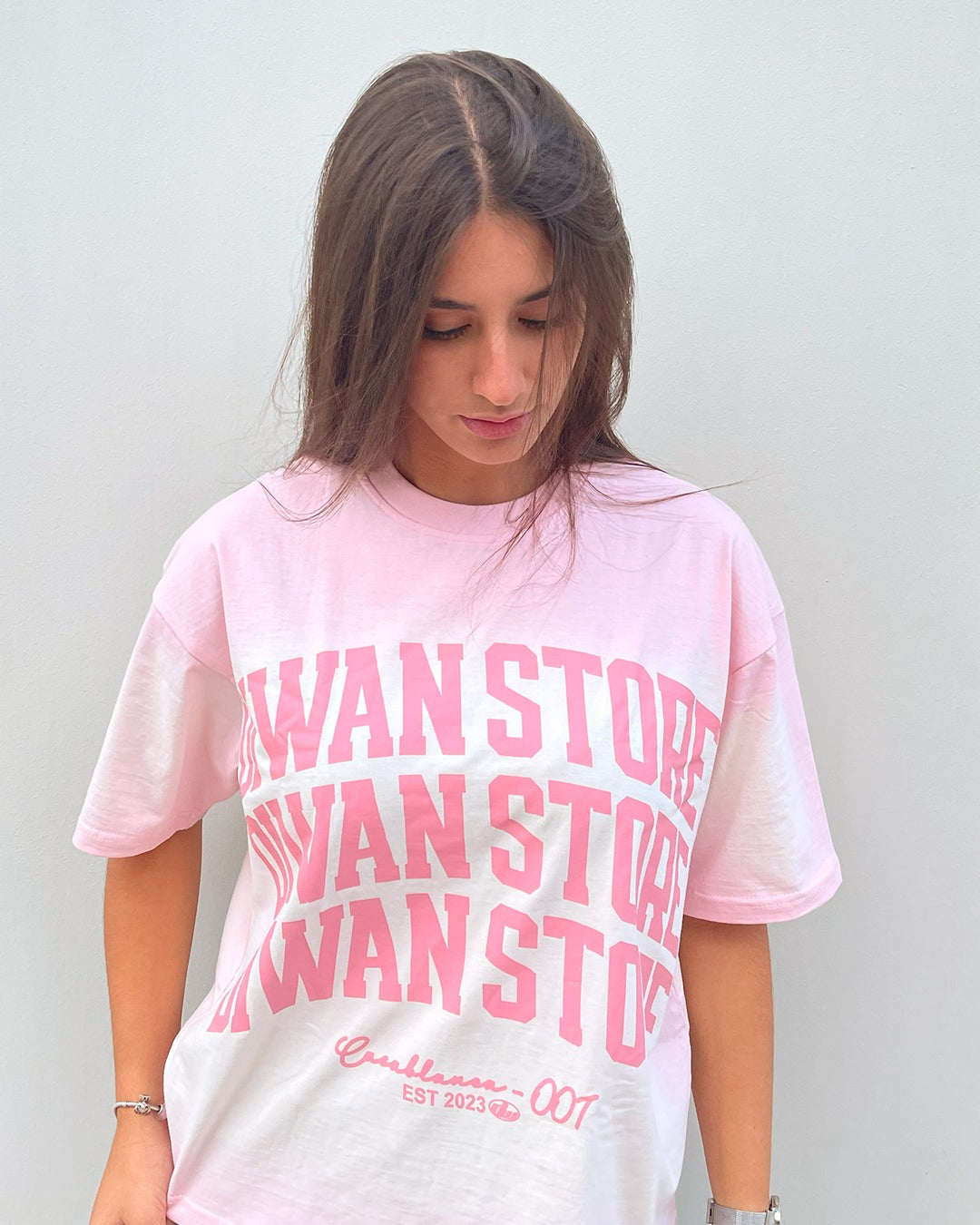 Caption tee washed pink